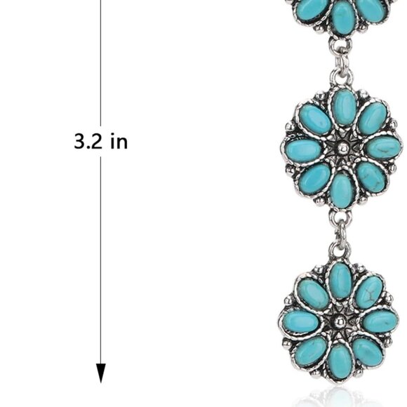 Rustic Couture's Western Turquoise Earrings for Women Statement Western Country - Picture 5 of 7